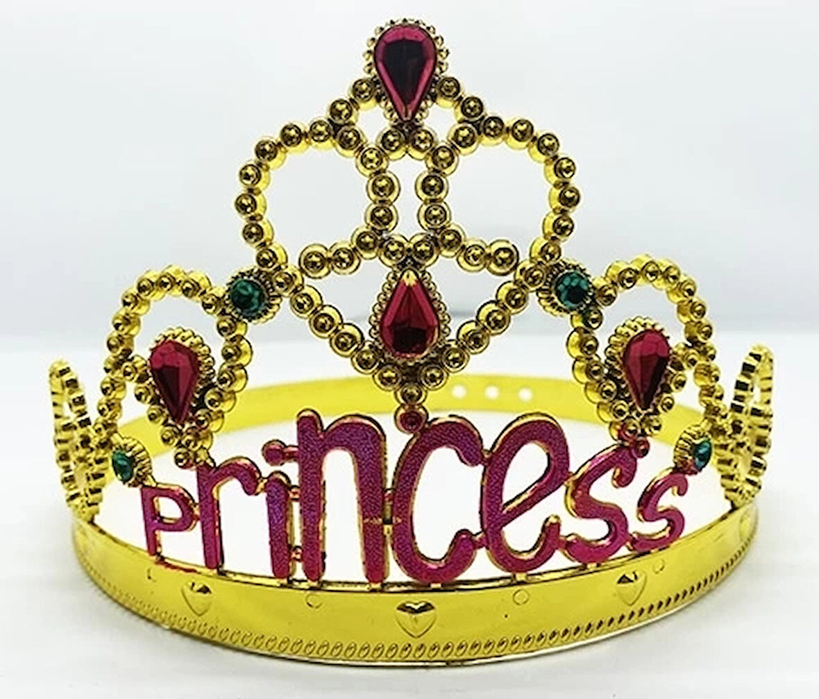 Prenses Yazılı Altın Renk Ayarlanabilir Parti Tacı 60 Cm