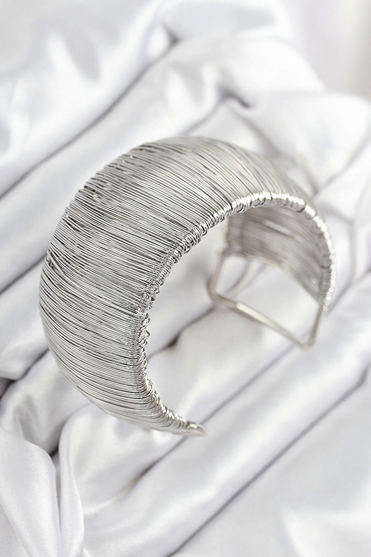 Pirinç Tel Sarma Model Gümüş Renk Kadın Bileklilk