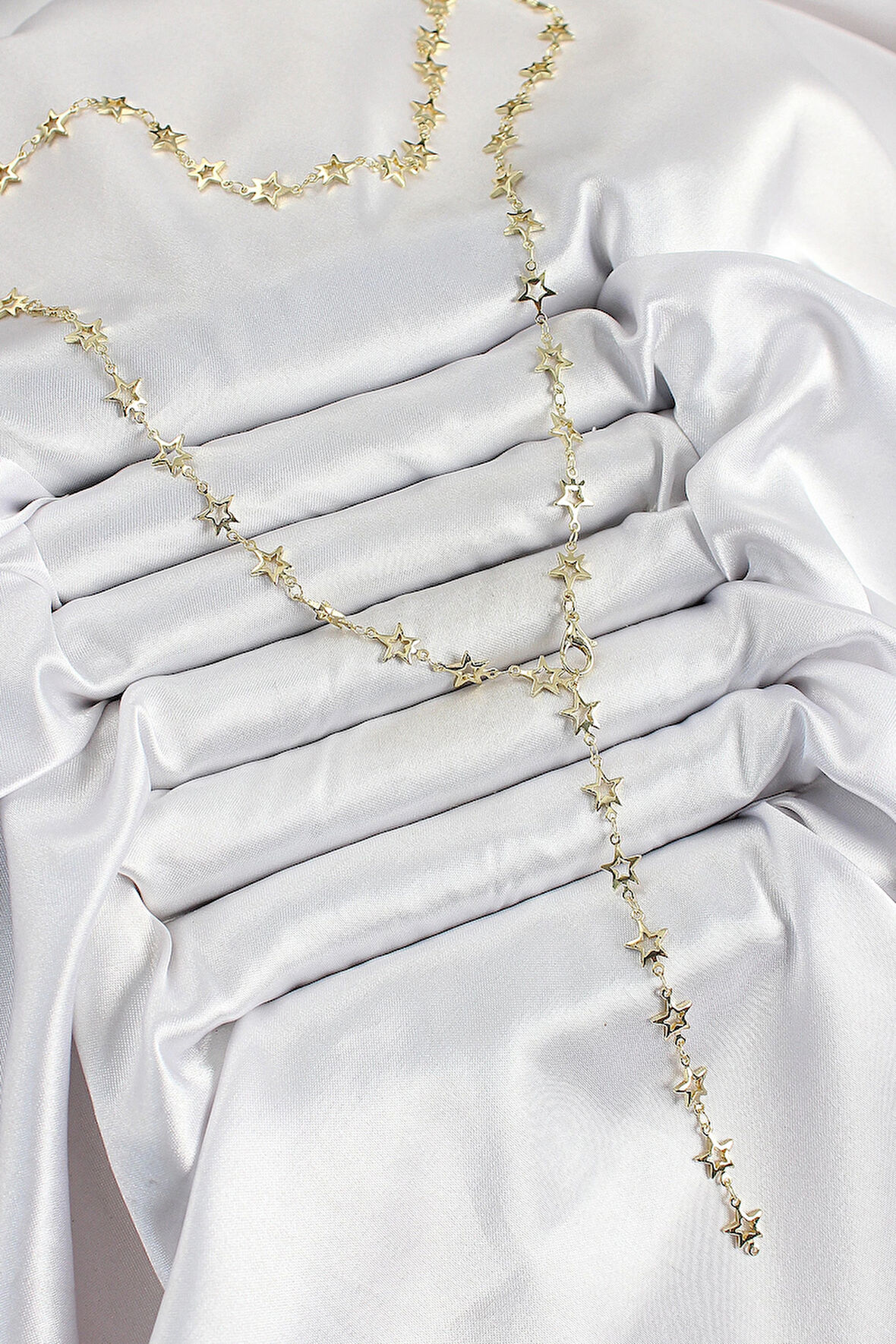 Pirinç Gold Renk Yıldızlı Kadın Y Kolye