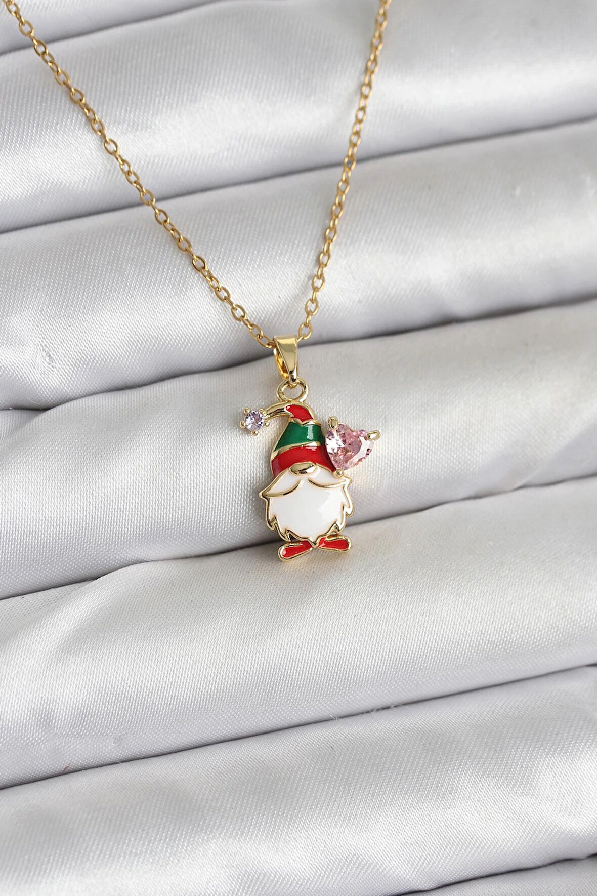 316L Çelik Zincir Gold Renk Yılbaşı Teması Kadın Kolye