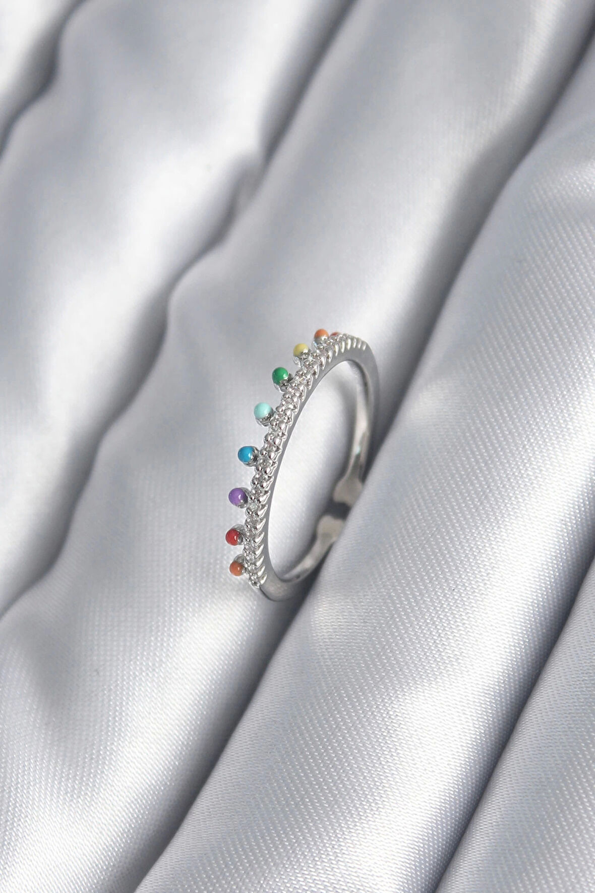 Pirinç Gümüş Renk Zirkon Taş Detay Kadın Yüzük