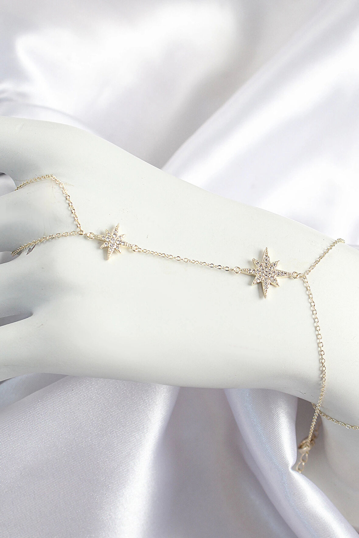 Pirinç Zirkon Taşlı Kutup Yıldızı Model Gold Renk Kadın Şahmeran