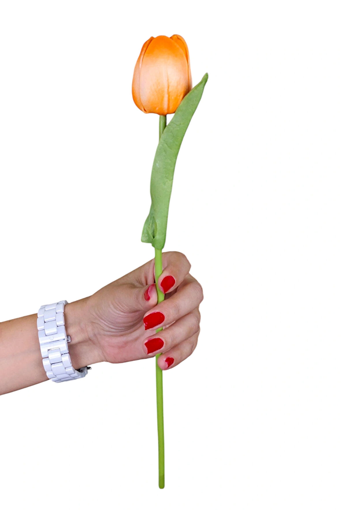 Tekli Yapay Islak Lale Turuncu