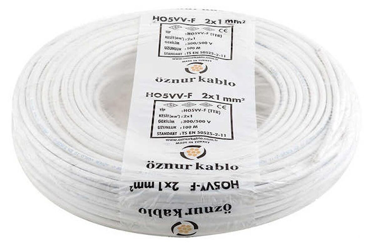 Öznur 50 Metre 2 x 1 TTR Çok Telli %100 Bakır Kablo