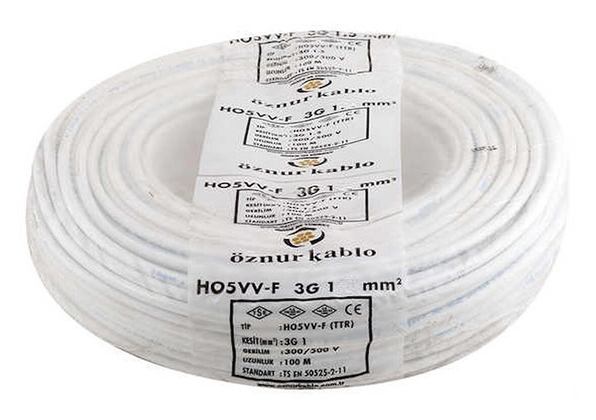 Öznur 25 Metre 3 x 1 TTR Çok Telli %100 Bakır Kablo