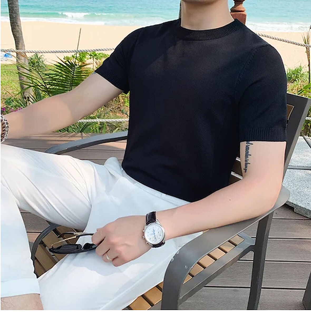 Bisiklet Yaka Triko T-Shirt