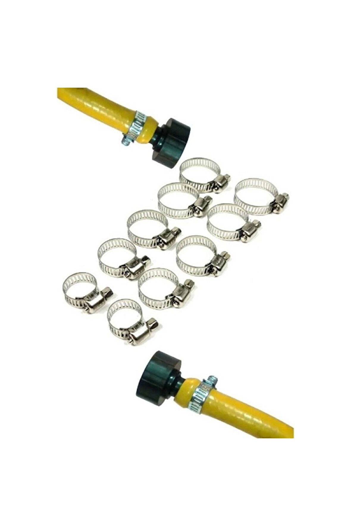 10 Parça Paslanmaz Çelik Hortum Kelepçesi Seti Farklı Ölçüler Su Yağ Hava Boru Bağlantı