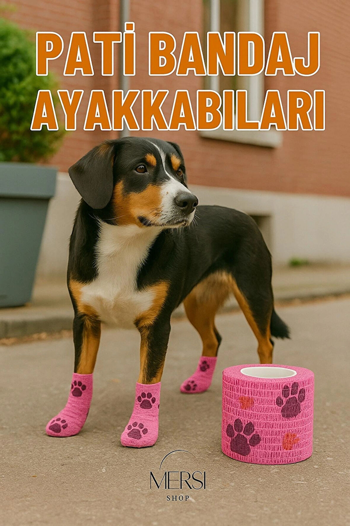 Pati Bandajı Ayakkabı | Köpek ve Kedi İçin Tüy Dostu Su Geçirmez Kendinden Yapışan Bandaj PEMBE 