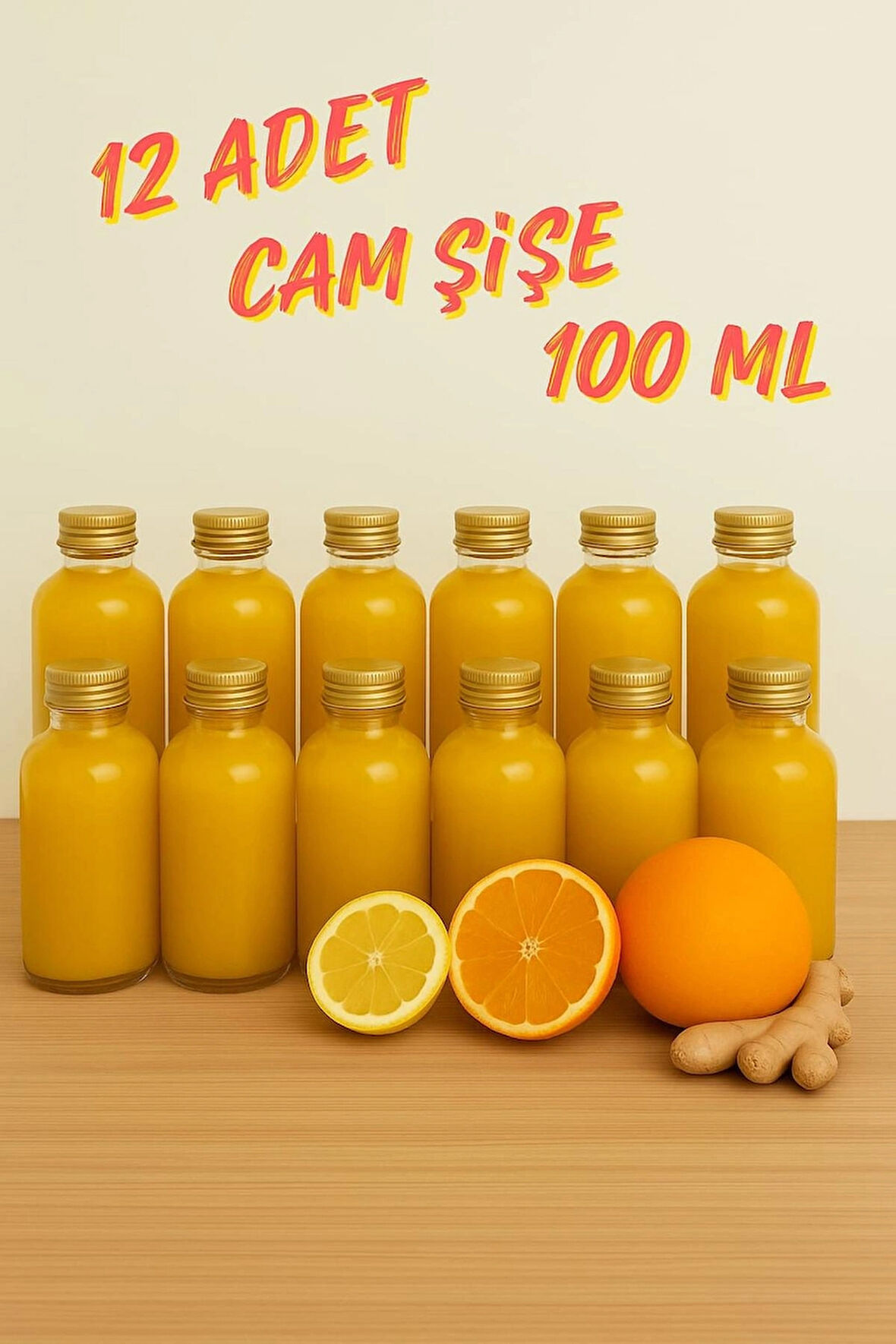 12 Adet Şeffaf Cam Shot Şişesi Sızdırmaz Gold Metal Kapaklı Kolonya Koku Süs Çok Amaçlı Şişe 100ml