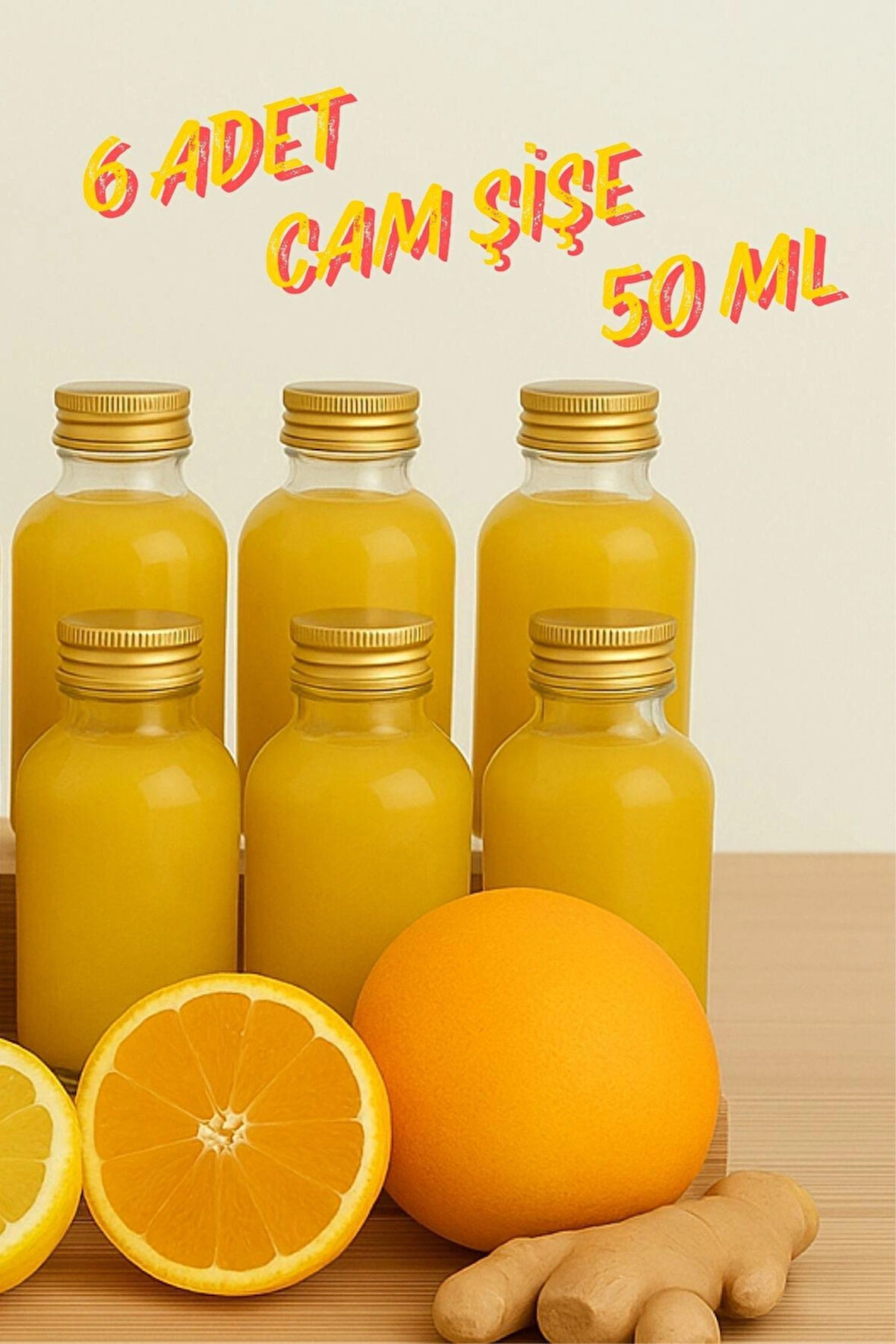 6 Adet Şeffaf Cam Shot Şişesi Sızdırmaz Gold Metal Kapaklı Hediyelik Koku Süs Çok Amaçlı Şişe 50ml