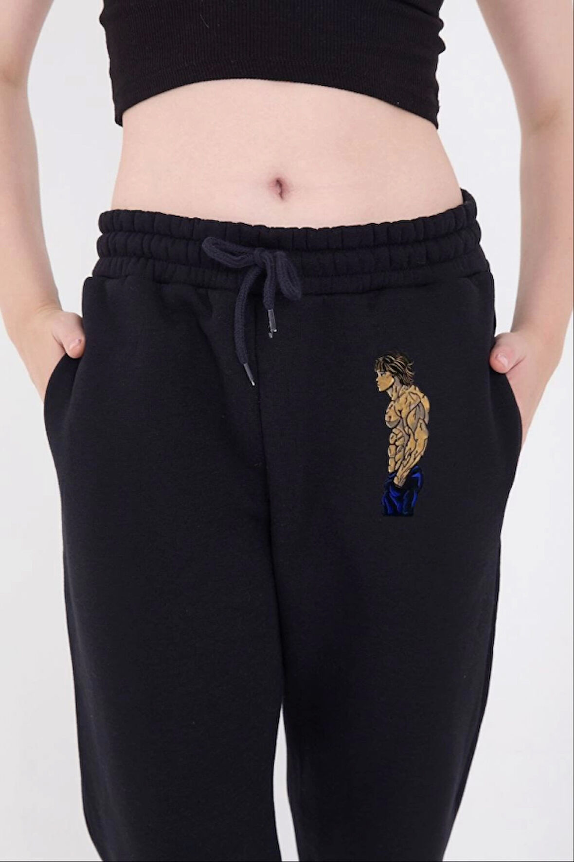 TUA MODA Lastikli Üç İplik Baskılı Eşofman Pantolon - Lacivert