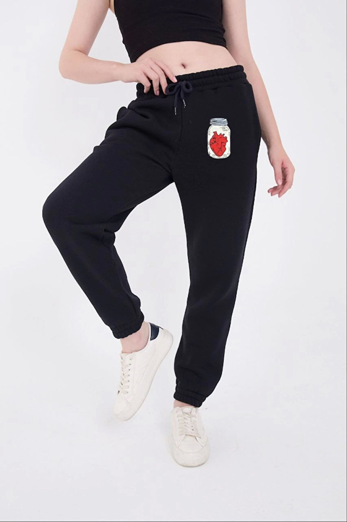 TUA MODA Üç İplik Lastikli Baskılı Eşofman Pantolon - Lacivert
