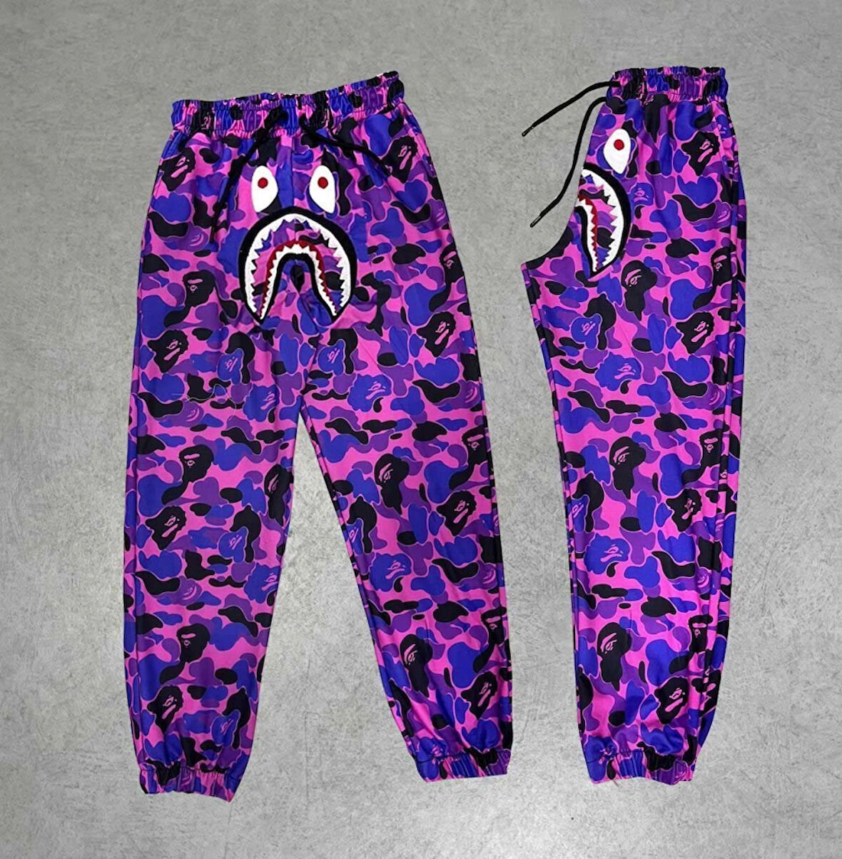 TUA MODA İki İplik Mevsimlik Bape Nakişli Eşofman Pantolon - Mor