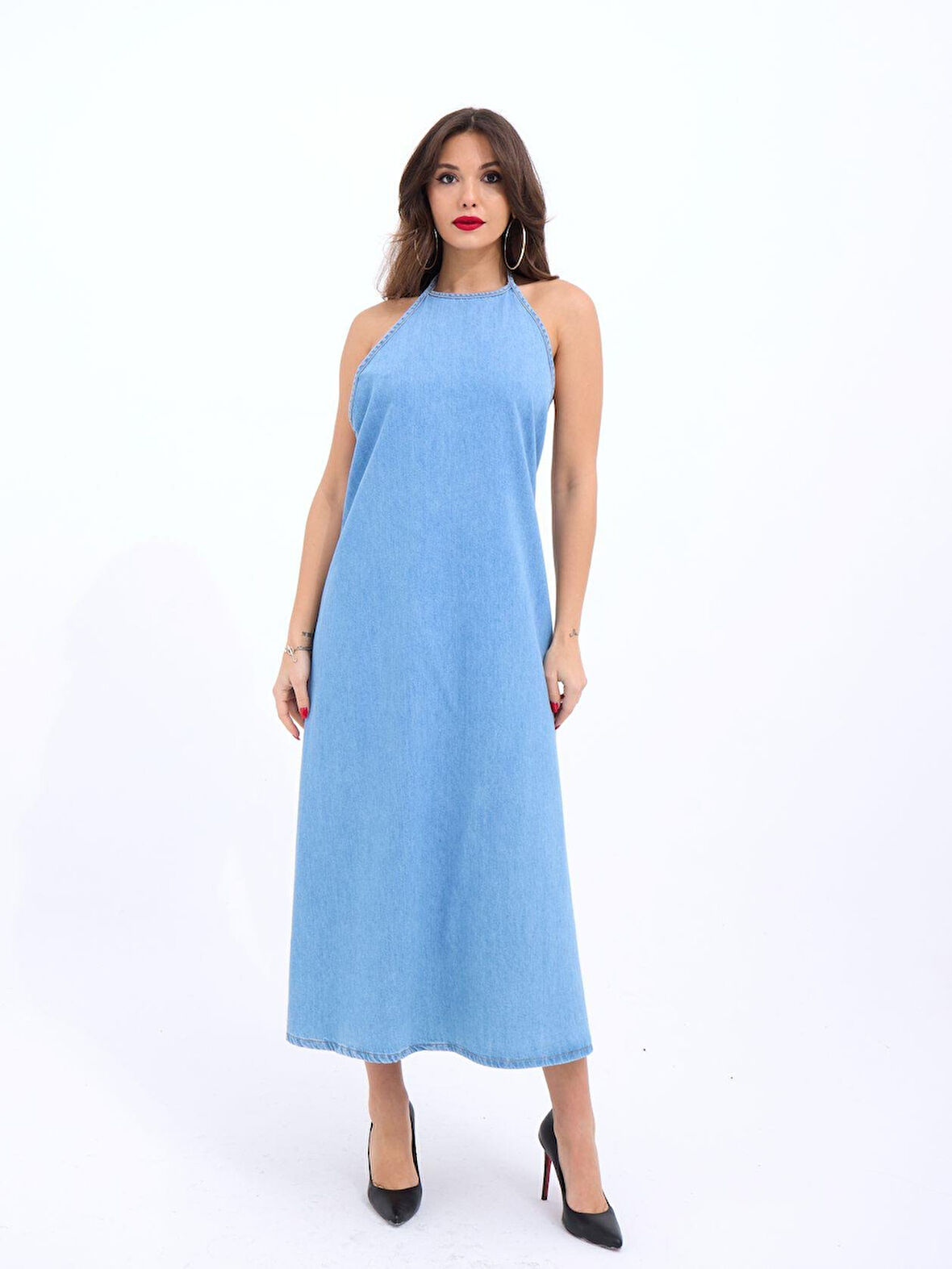 TUA MODA 6771 KOT ELBİSE-MAVİ