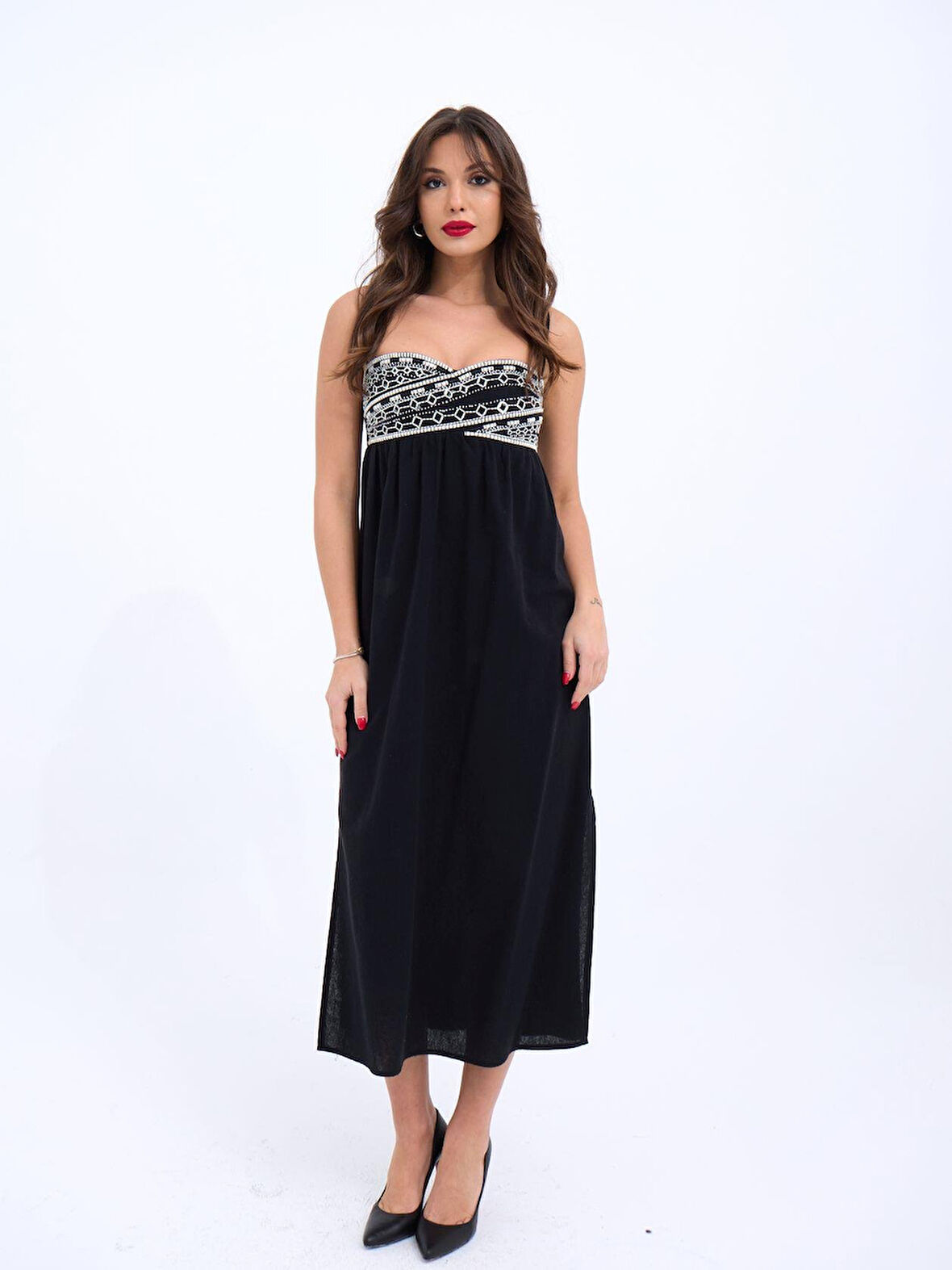 TUA MODA 6868 ELBİSE-SİYAH