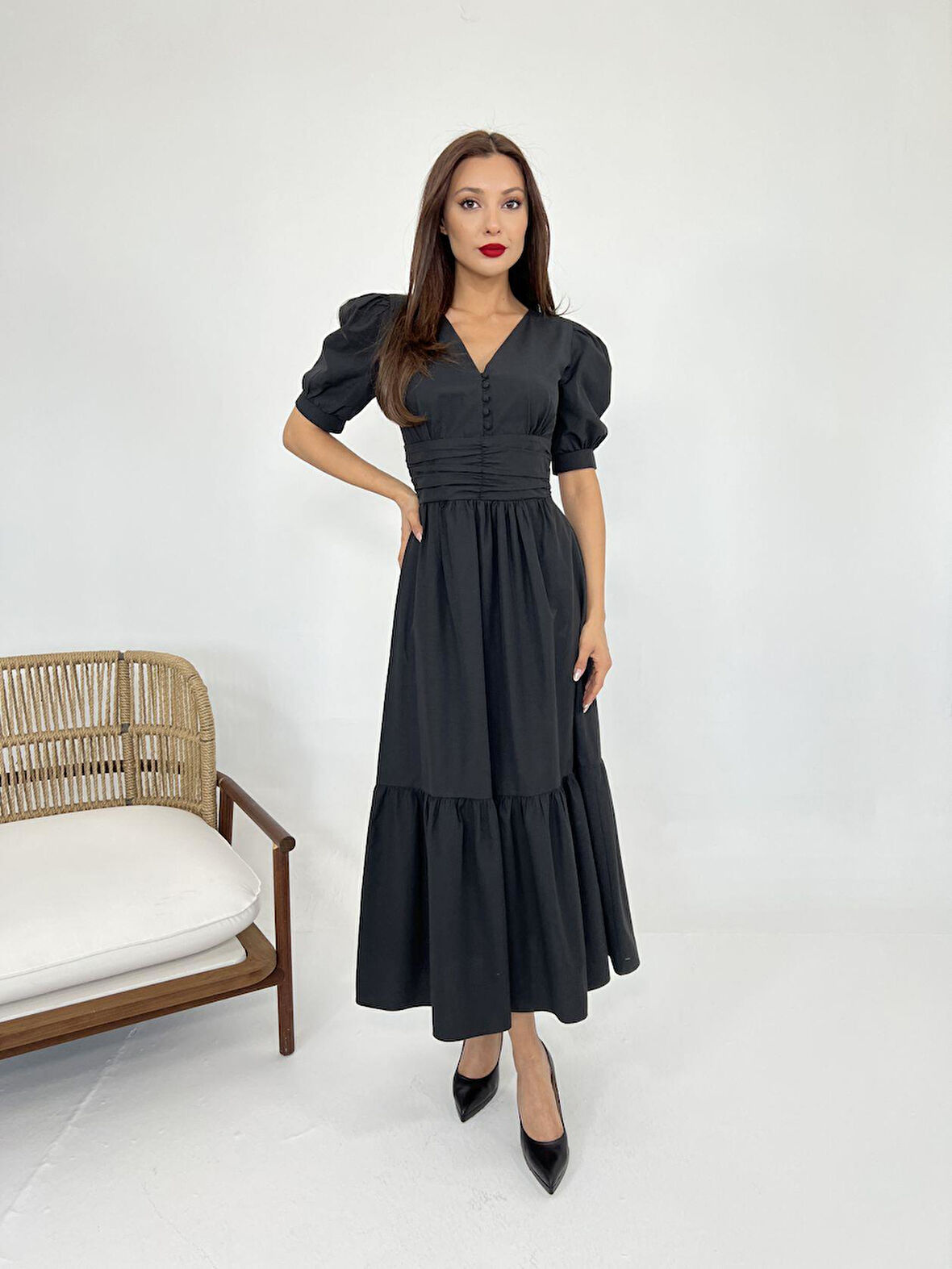 TUA MODA 6411 ELBİSE-SİYAH