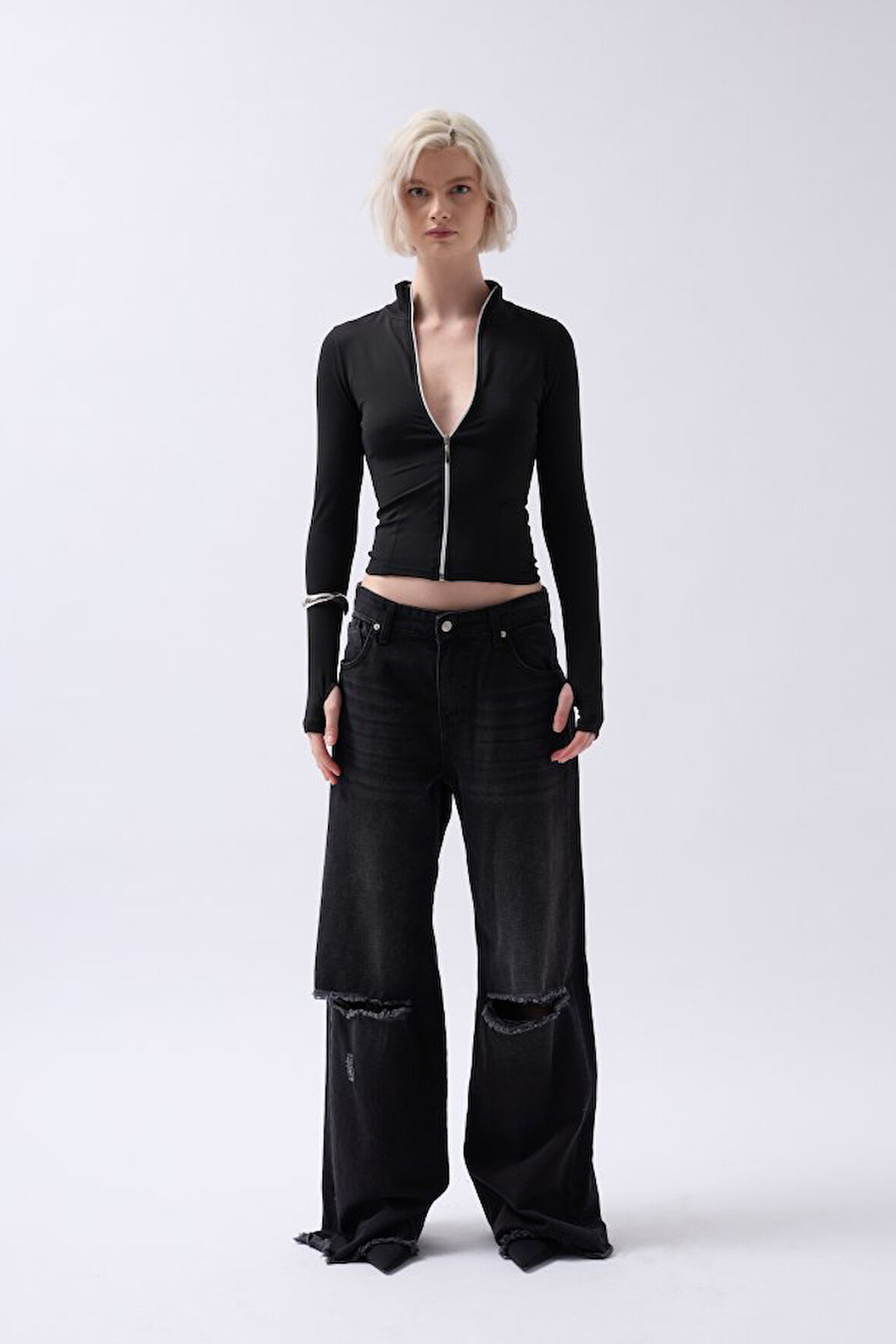 TUA MODA Fermuar Detaylı Bluz