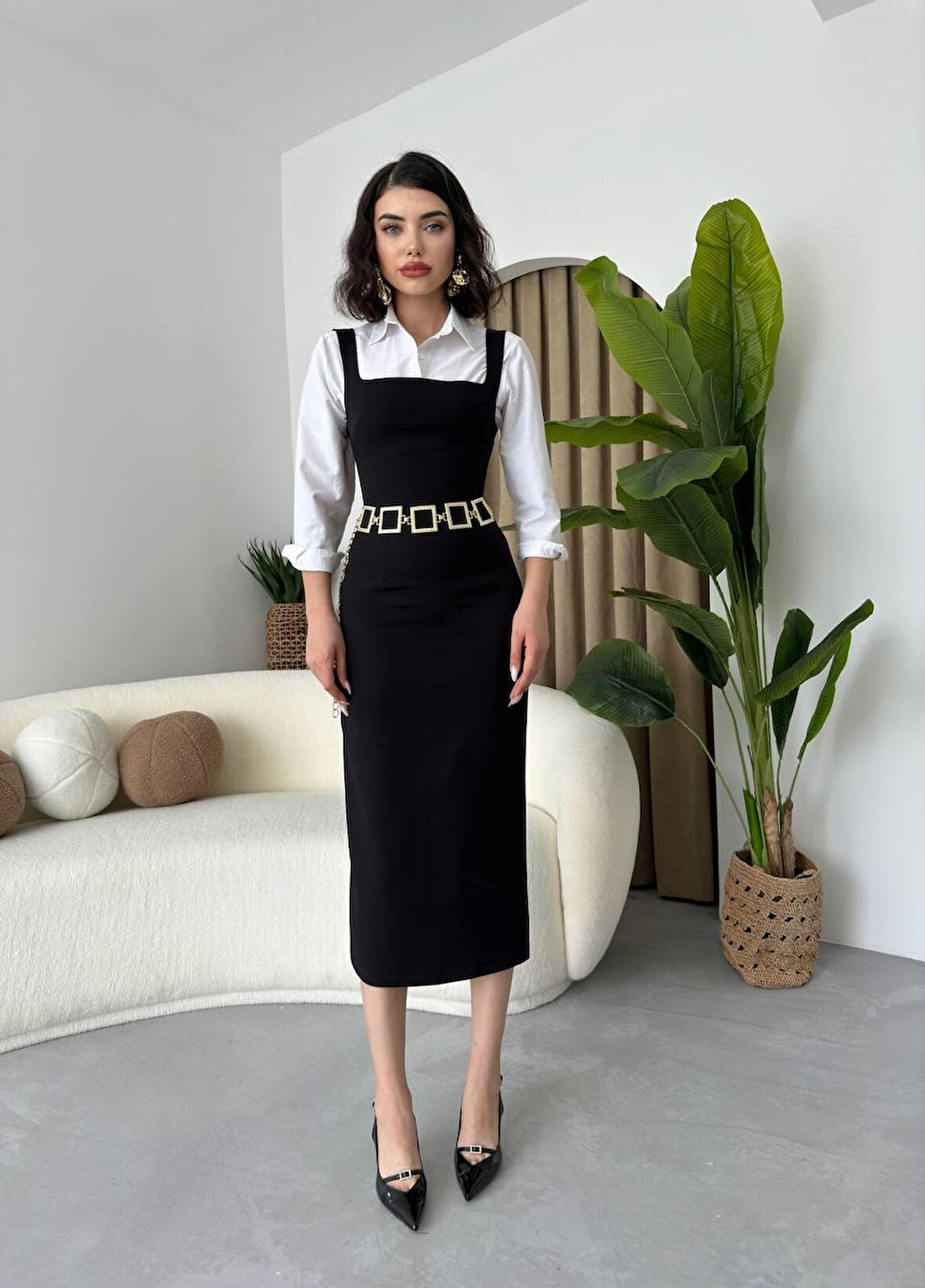 TUA MODA Martin Askılı Kalem Elbise