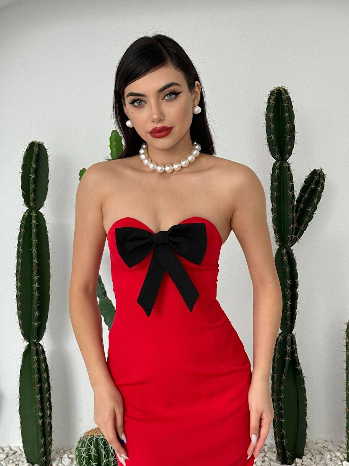 TUA MODA Harvoy Straplez Elbise