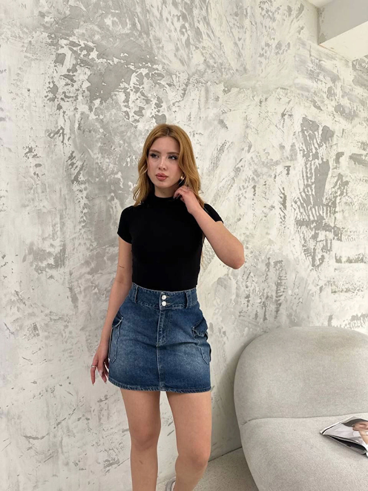 TUA MODA Kısa Kol Badi Bluz - Siyah