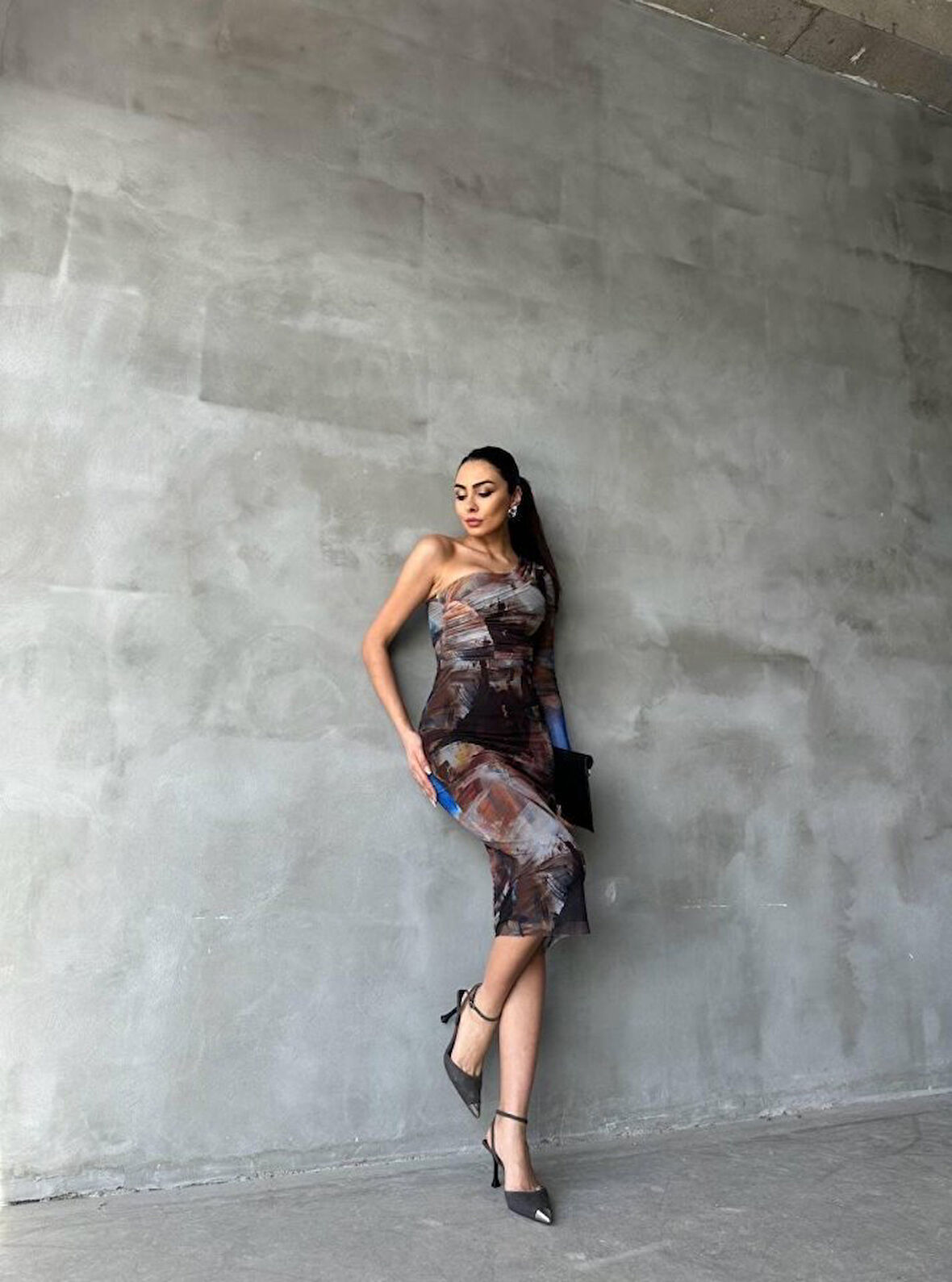 TUA MODA TEK KOL TÜL ELBİSE - Bej