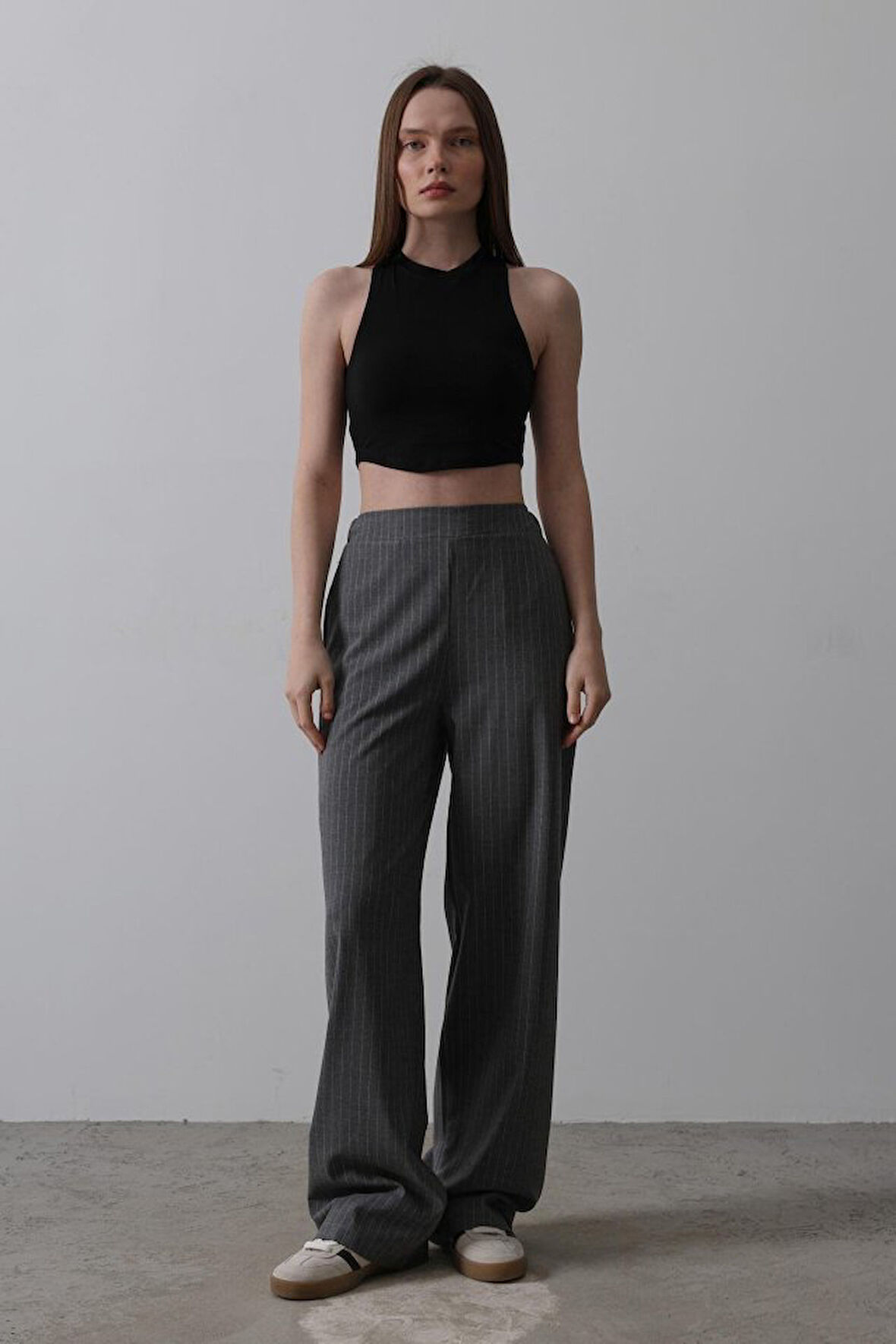 TUA MODA Beli Yarım Lastikli Palazzo Pantolon - Antrasit