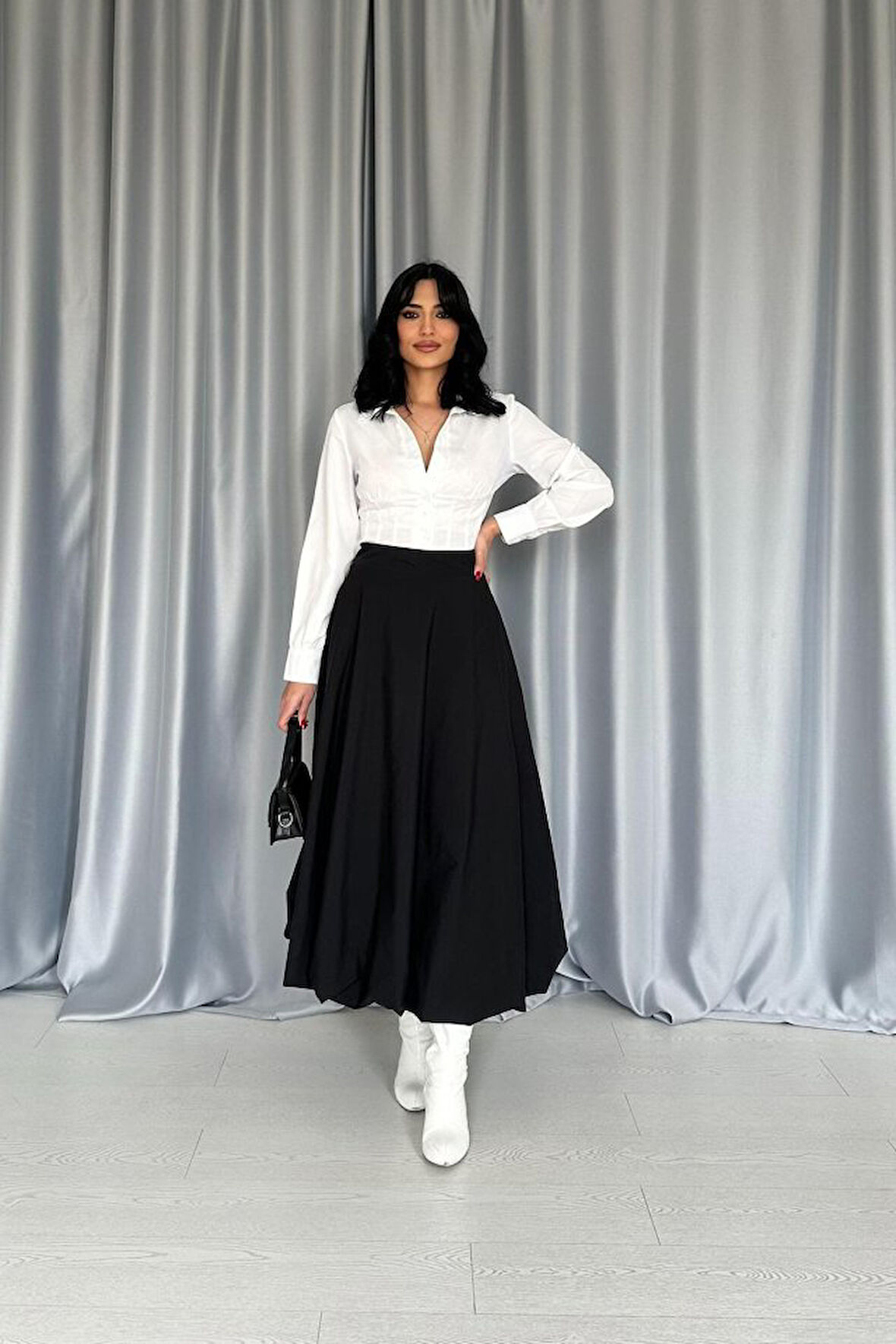 TUA MODA Siyah Uzun Balon Etek