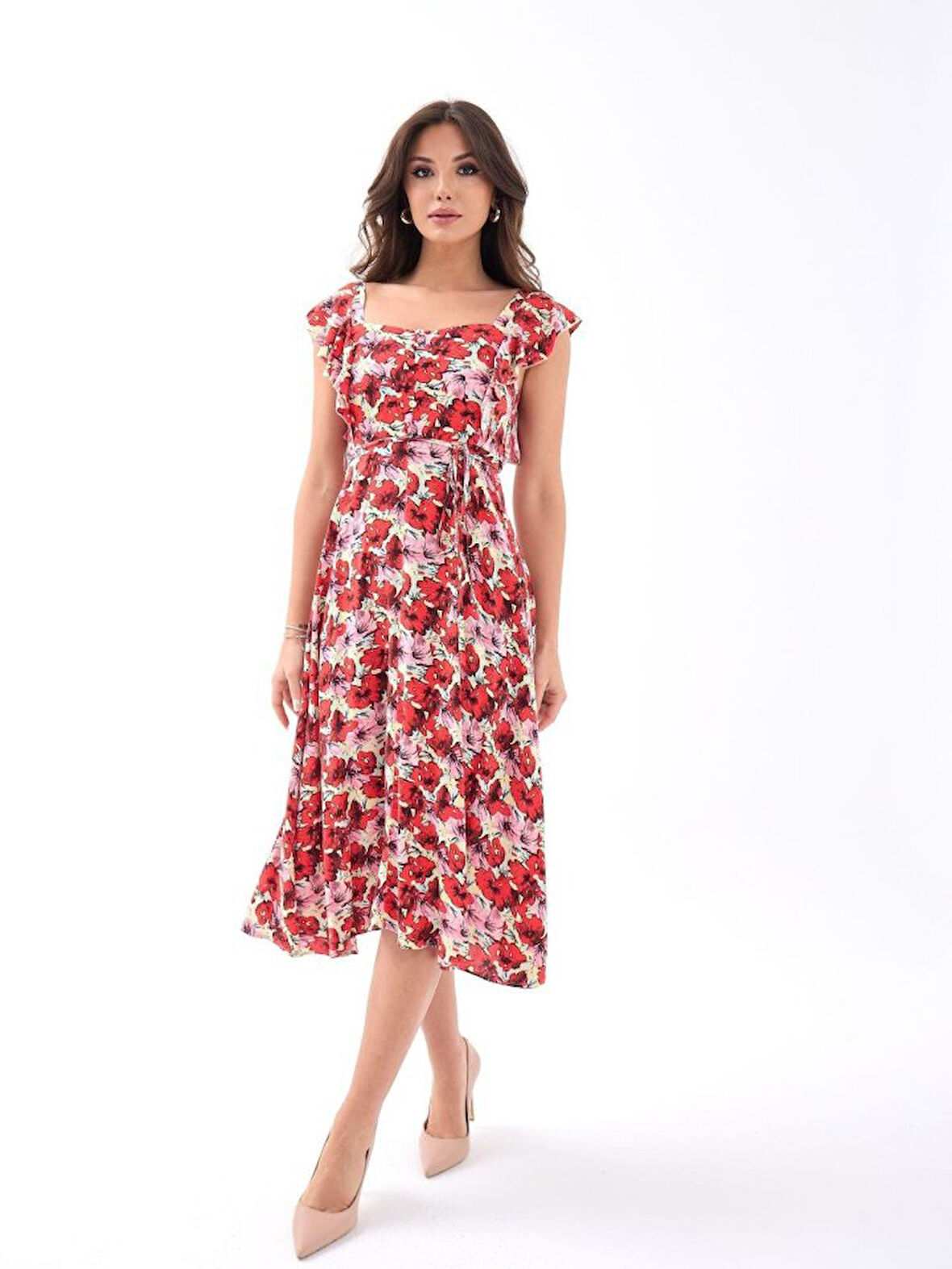 TUA MODA 5370 ELBİSE-KIRMIZI