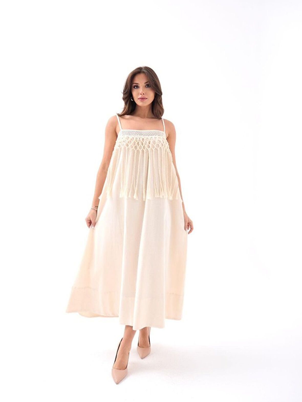 TUA MODA 7365 ELBİSE-BEJ