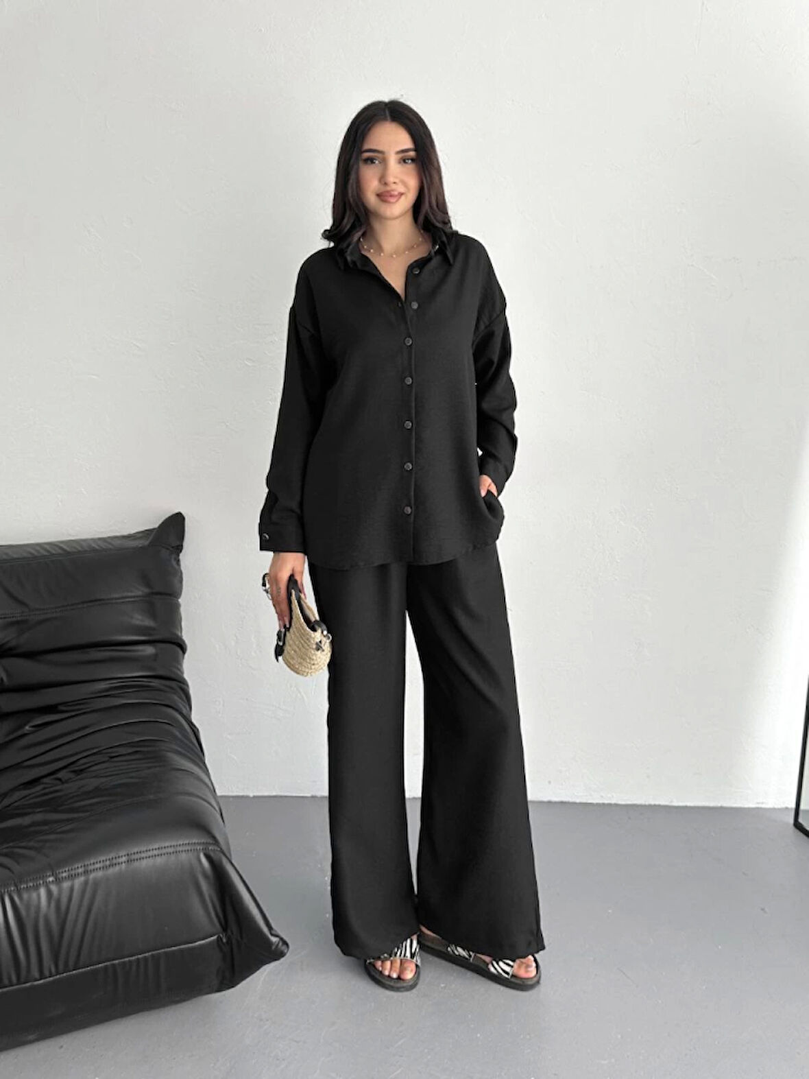 TUA MODA Gömlek Pantolon Ikili Takım - Siyah
