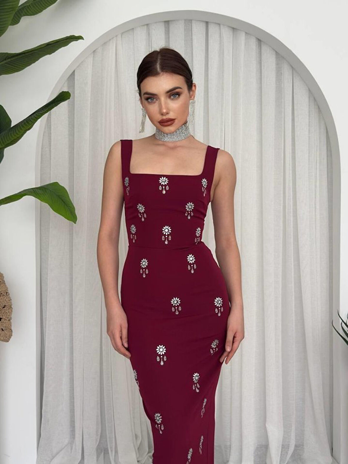 TUA MODA Ners Taş Detaylı Elbise