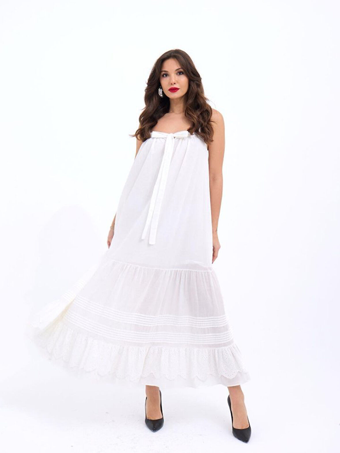 TUA MODA 6847 ELBİSE-BEYAZ