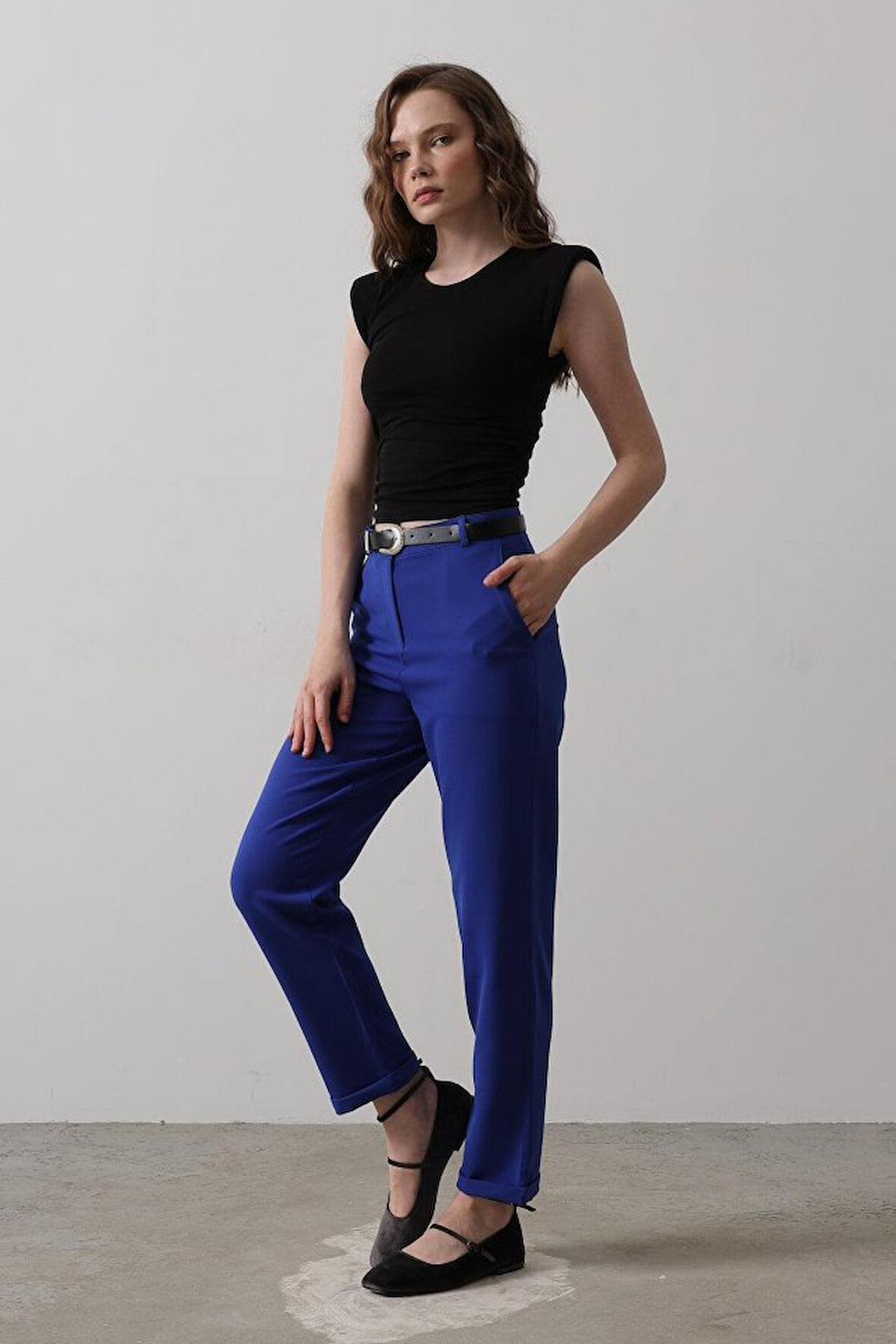 TUA MODA Kemerli Havuç Pantolon - Saks