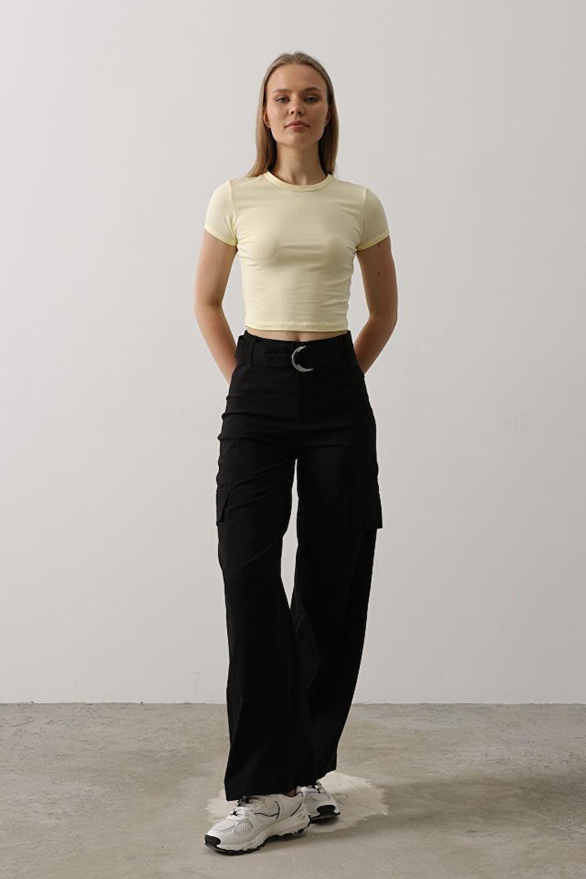 TUA MODA Kemerli Cargo Pantolon - Siyah
