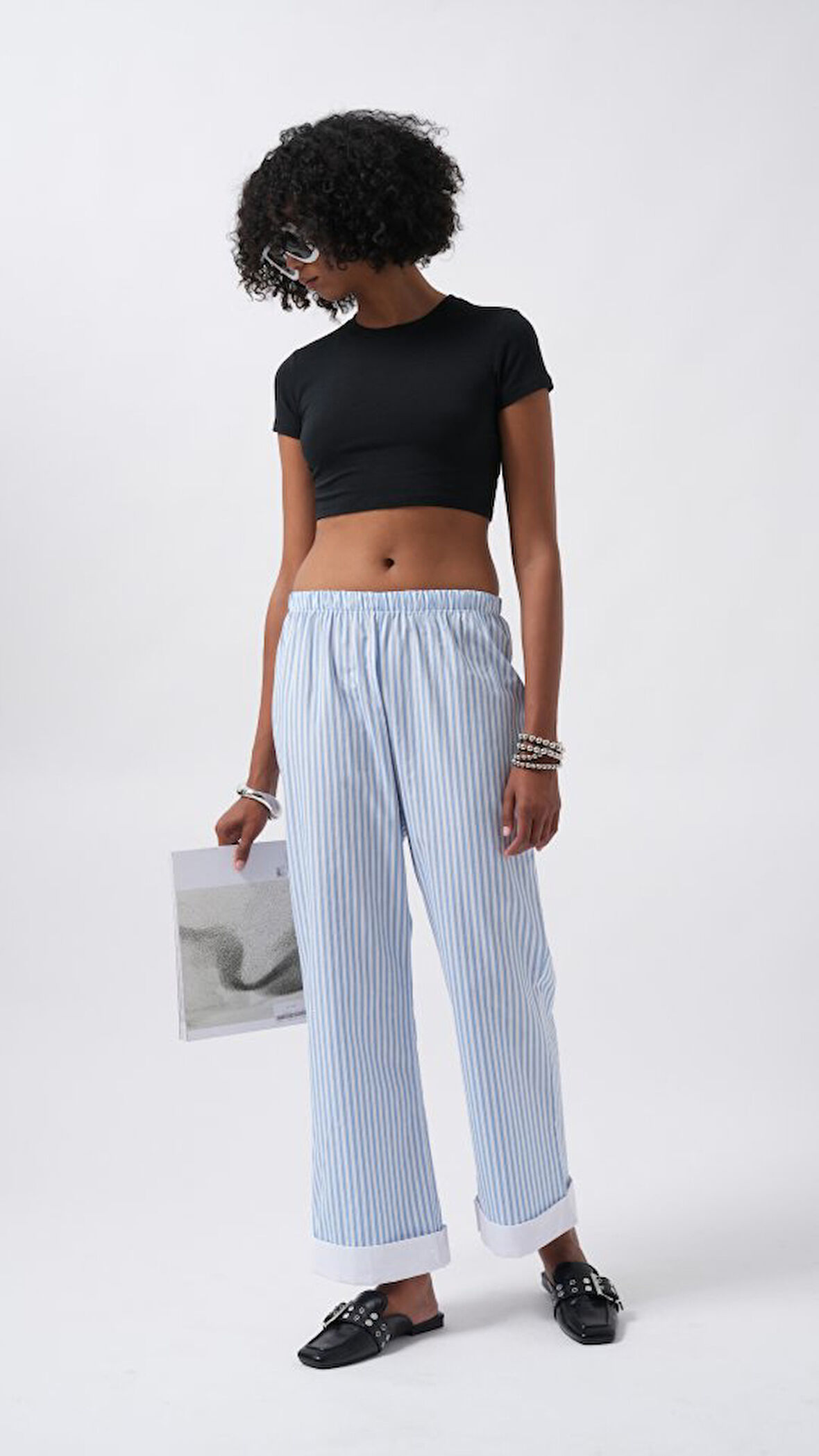 TUA MODA Paça Şerit Detay Çizgili Pantolon