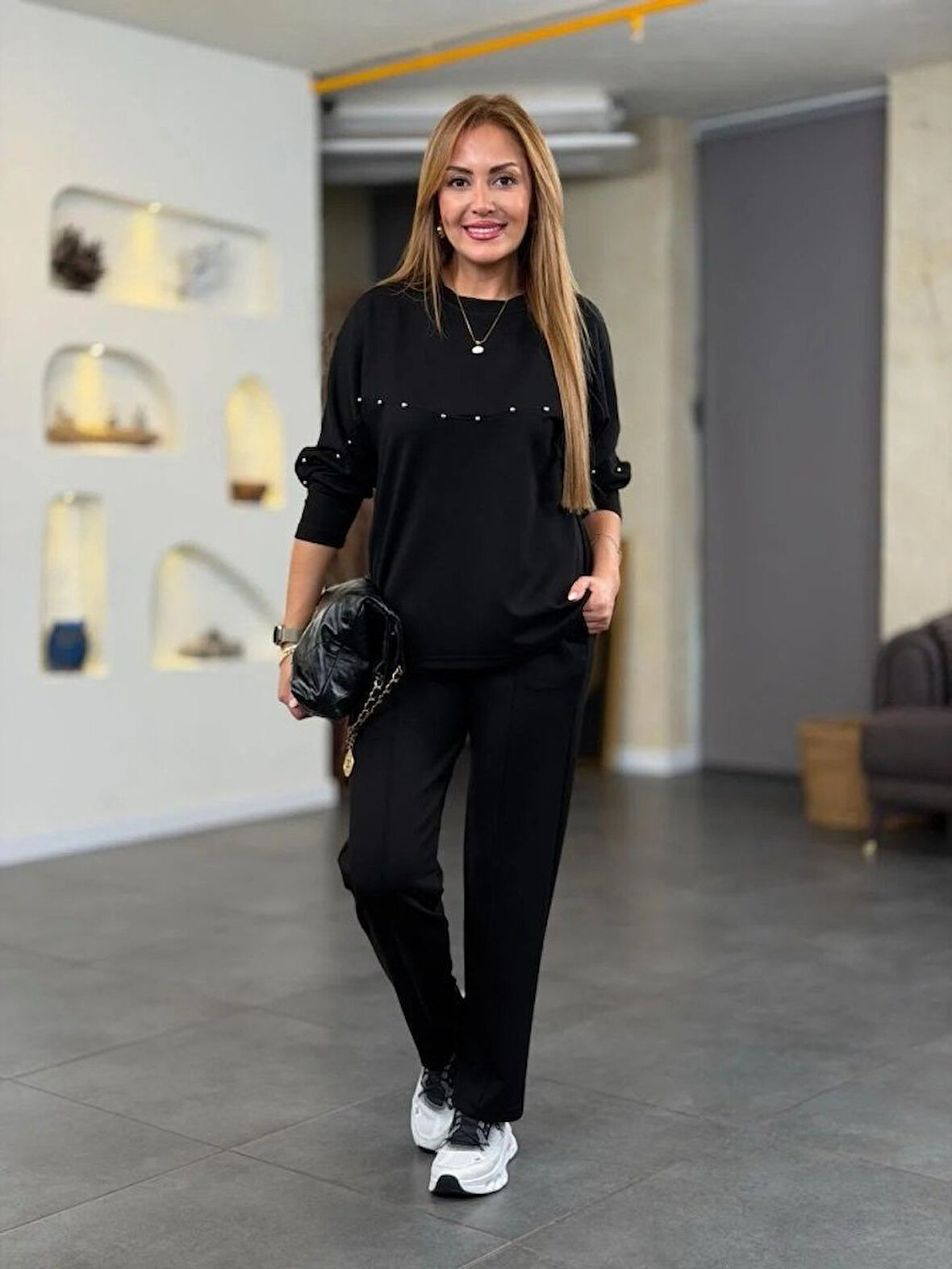 TUA MODA Kadın Inci Detay Modal Kumaş Ikili Takım