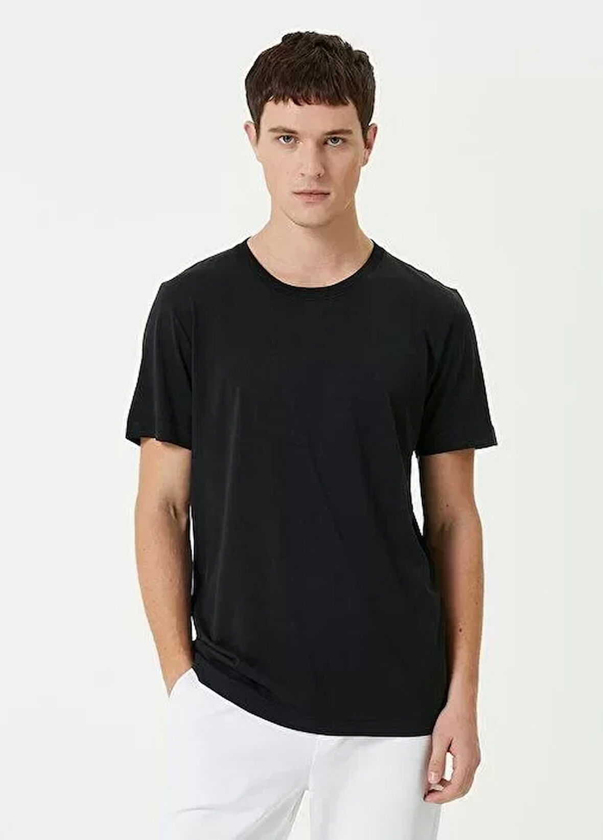 TUA MODA Unisex Basic Bisiklet Yaka Regular T-Shirt - Siyah