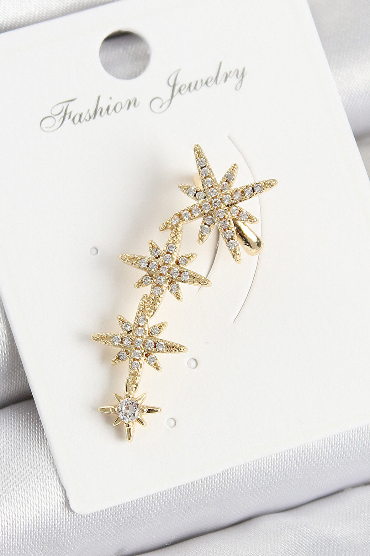 TUA MODA Pirinç Kutup Yıldızı Model Gold Renk Sağ Kıkırdak Küpe