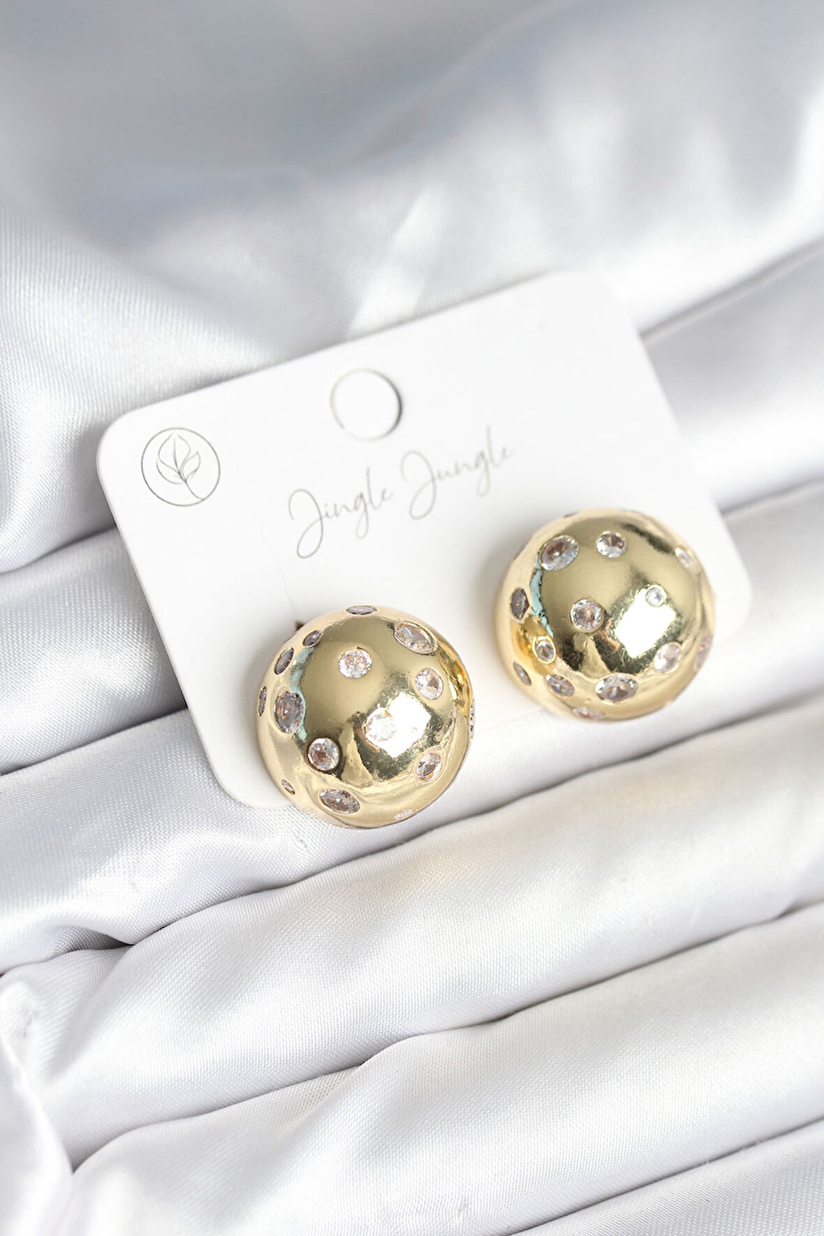 TUA MODA Pirinç Gold Renk Zirkon Taşlı Kadın Küpe