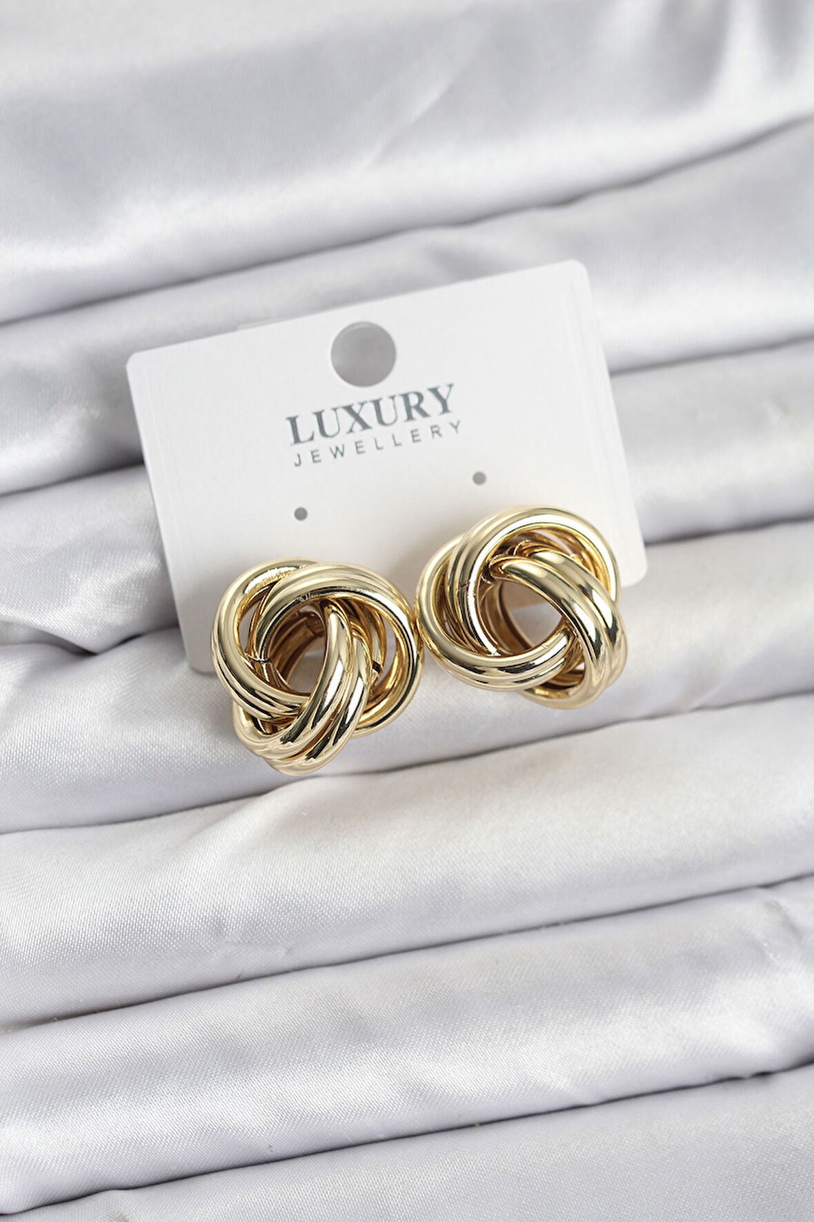 TUA MODA Pirinç Gold Renk Vintage Sarmal Model Kadın Küpe