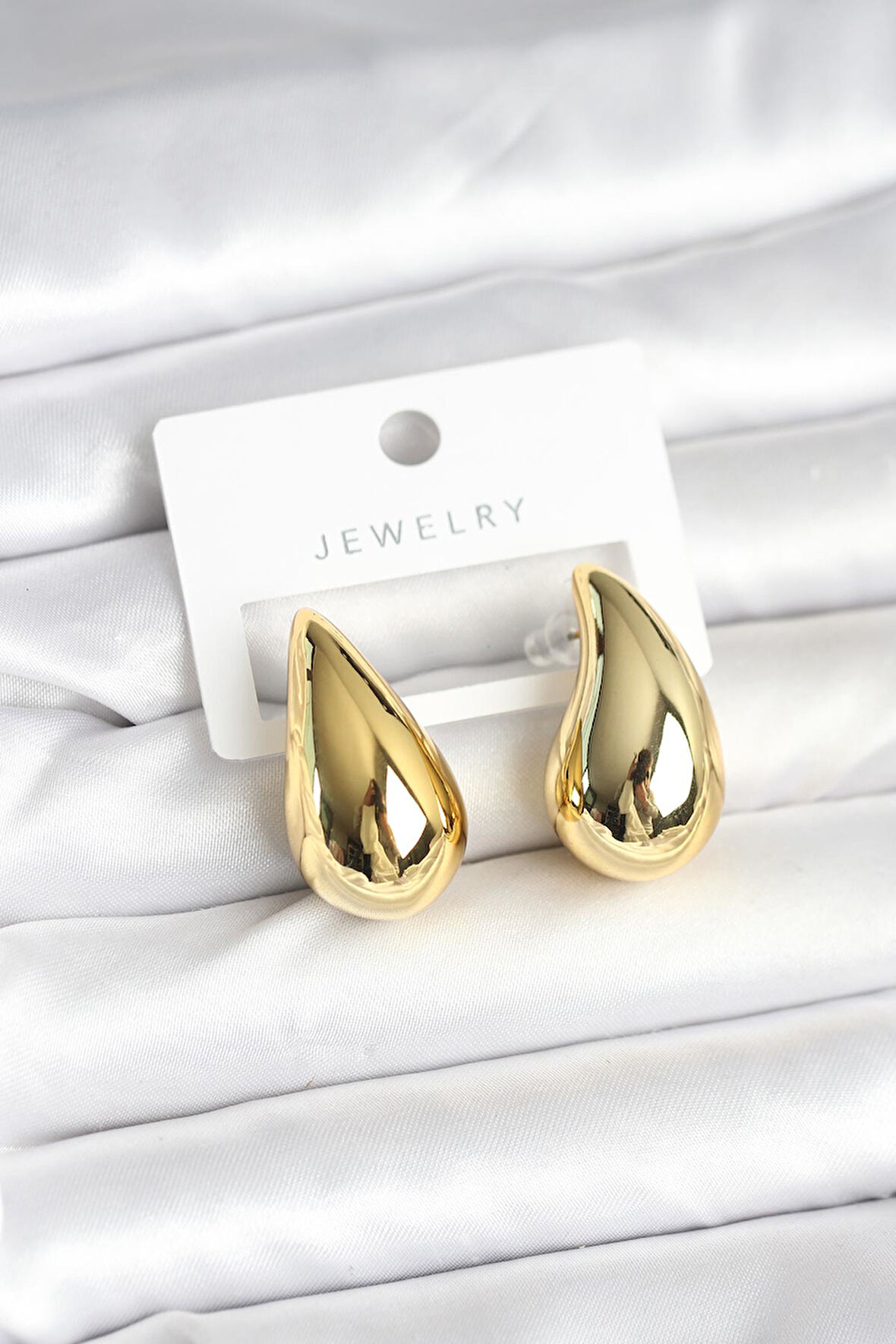 TUA MODA Gold Renk Damla Küpe 30 mm