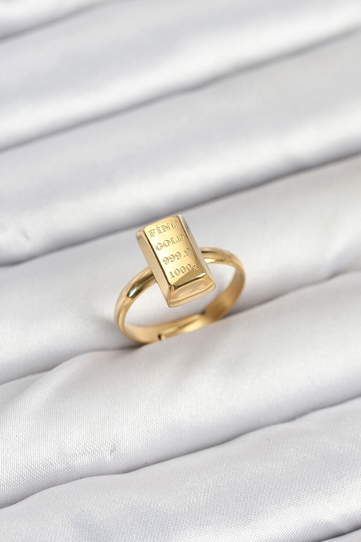 TUA MODA Pirinç Gold Renk Külçe Altın Model Kadın Yüzük