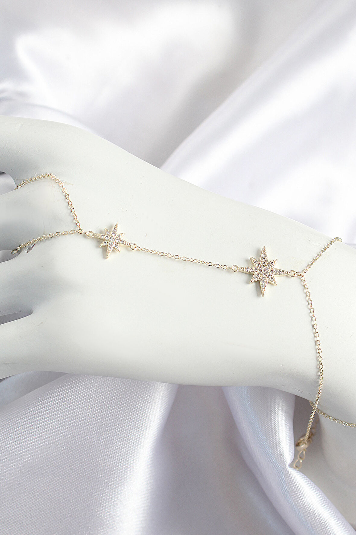 TUA MODA Pirinç Zirkon Taşlı Kutup Yıldızı Model Gold Renk Kadın Şahmeran