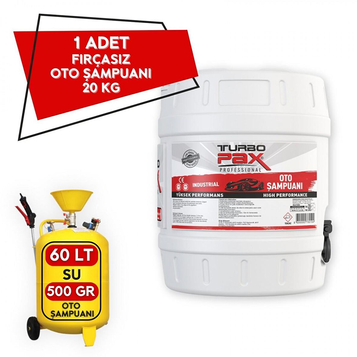 20 Kg Fırçasız Yüksek Konsantre Oto Şampuanı (500gr/60Lt)