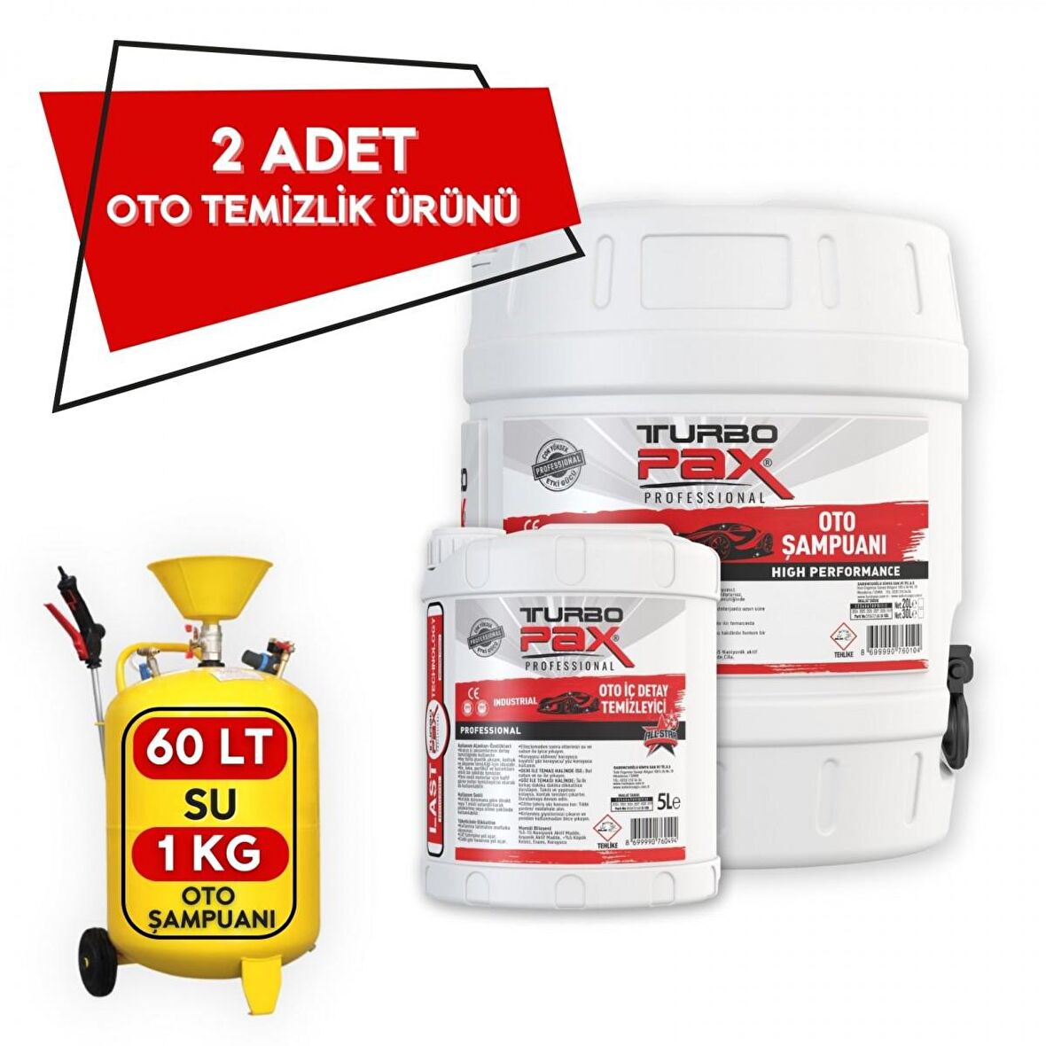 20 Litre Fırçasız Yüksek Konsantre Oto Şampuanı ve 5 Litre Oto İç Detay Temizleyici Seti