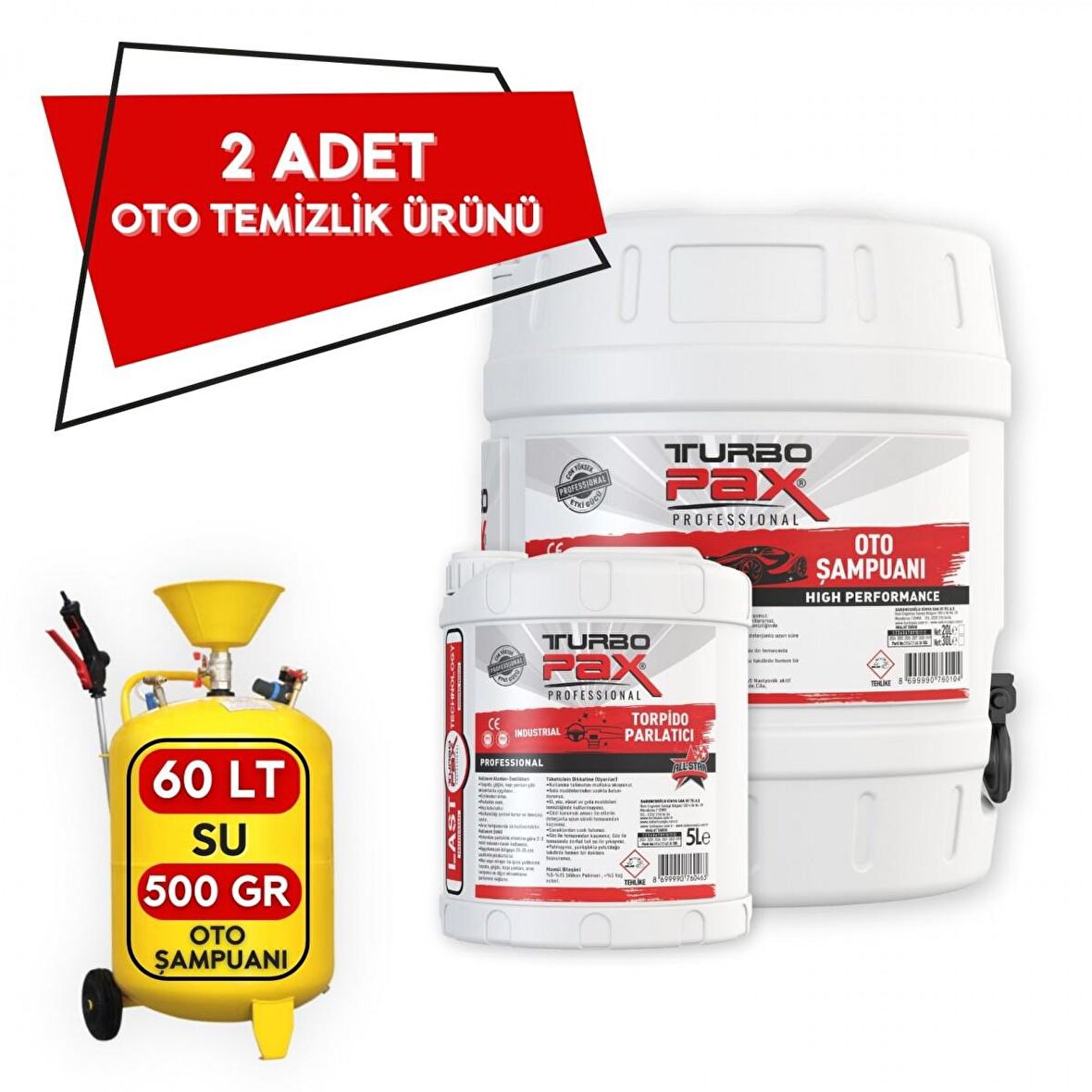 20 Litre Yüksek Konsantre Fırçasız Oto Şampuanı ve 5 Litre Torpido Parlatıcı Seti