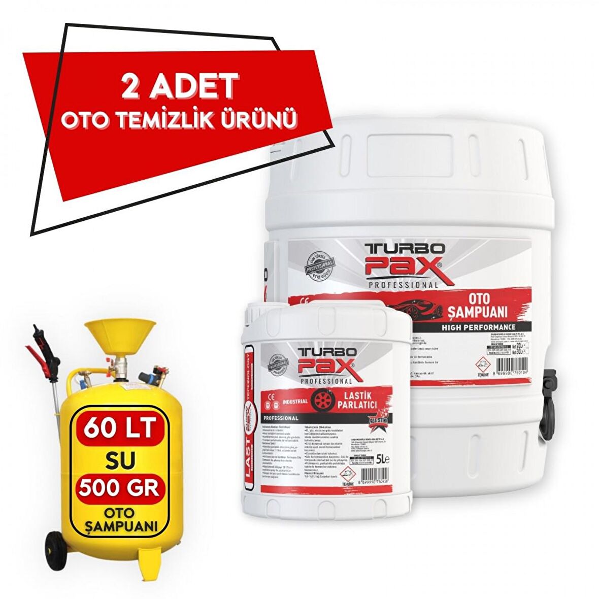 20 Litre Fırçasız Yüksek Konsantre Oto Şampuanı ve 5 Litre Lastik Parlatıcı Seti