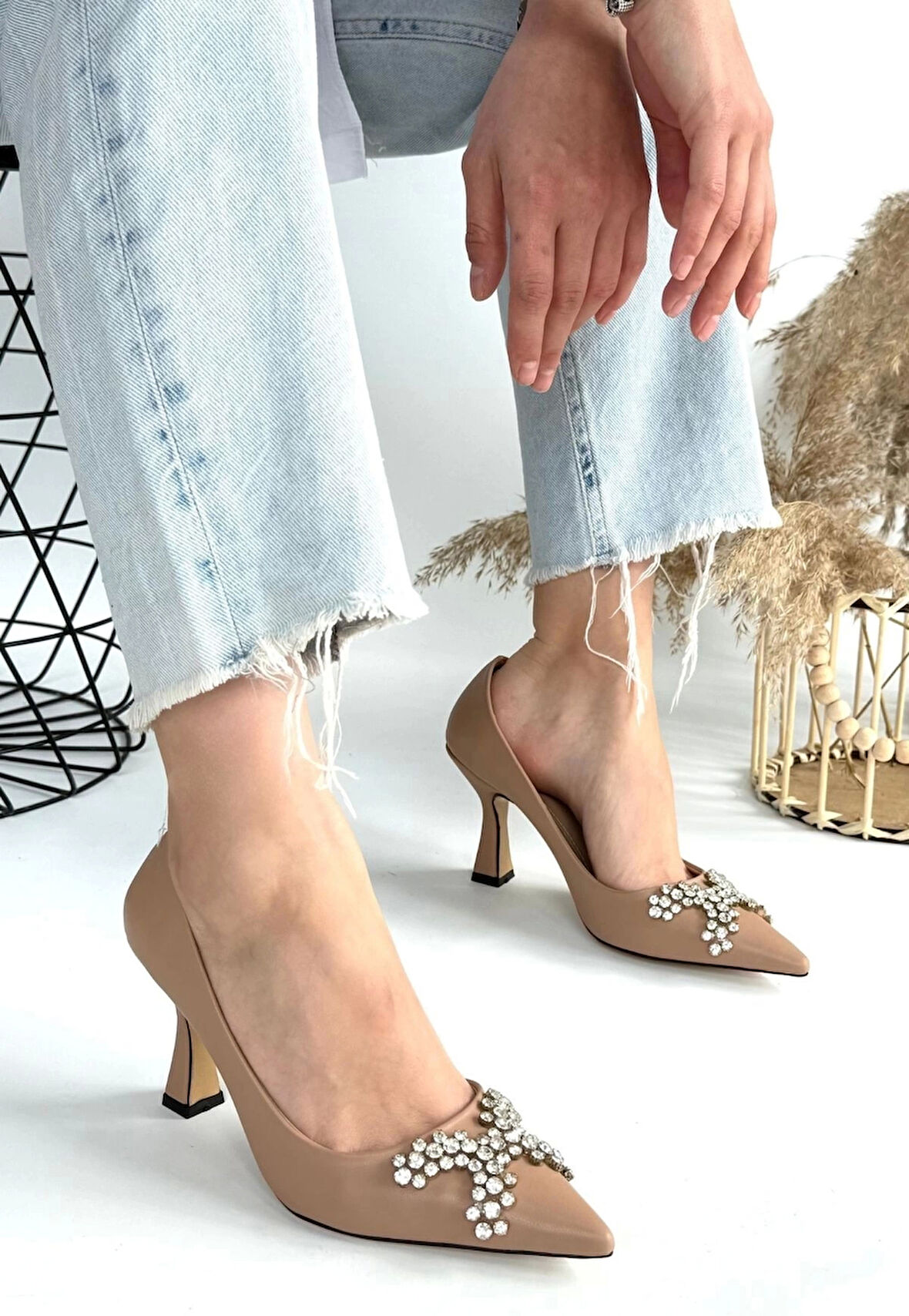 Teoni Nude Cilt Topuklu Ayakkabı