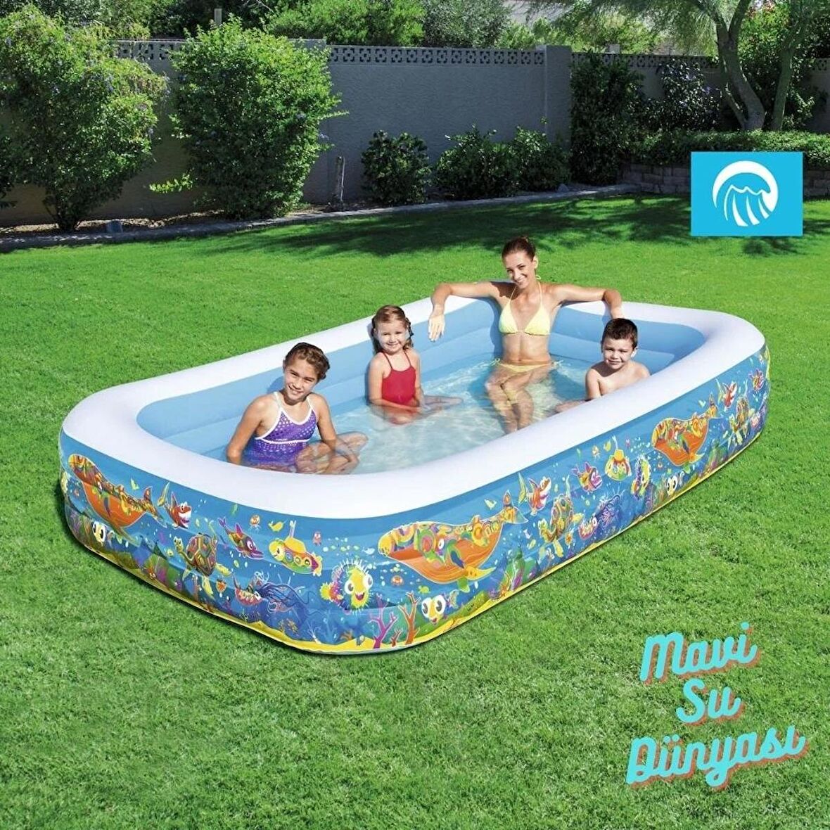 Havuz Jumbo Okyanus Desenli 305 Cm x 183 Cm - Mavi Su Dünyası