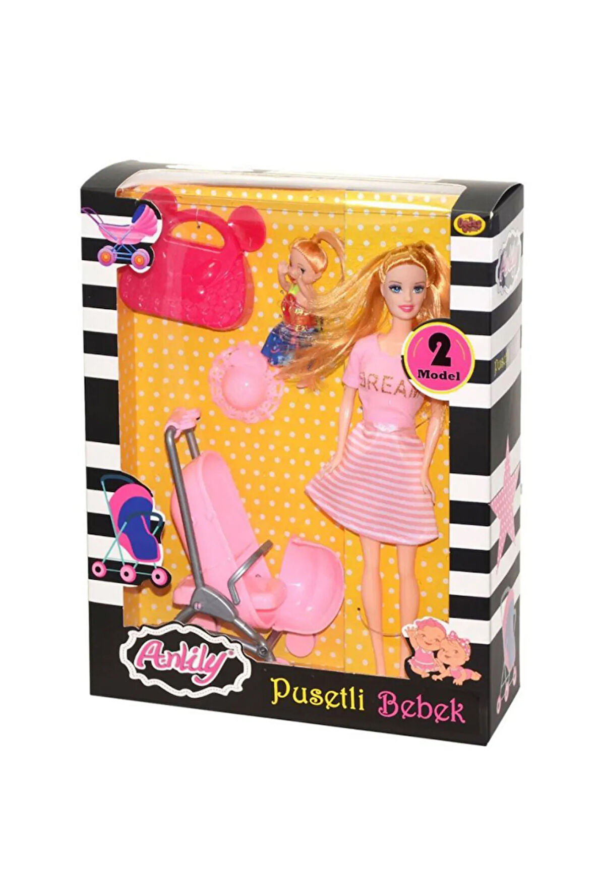 Anlily Kutuda Lüks Pusetli Pembe Kıyafetli Bebek - Mavi Su Dünyası